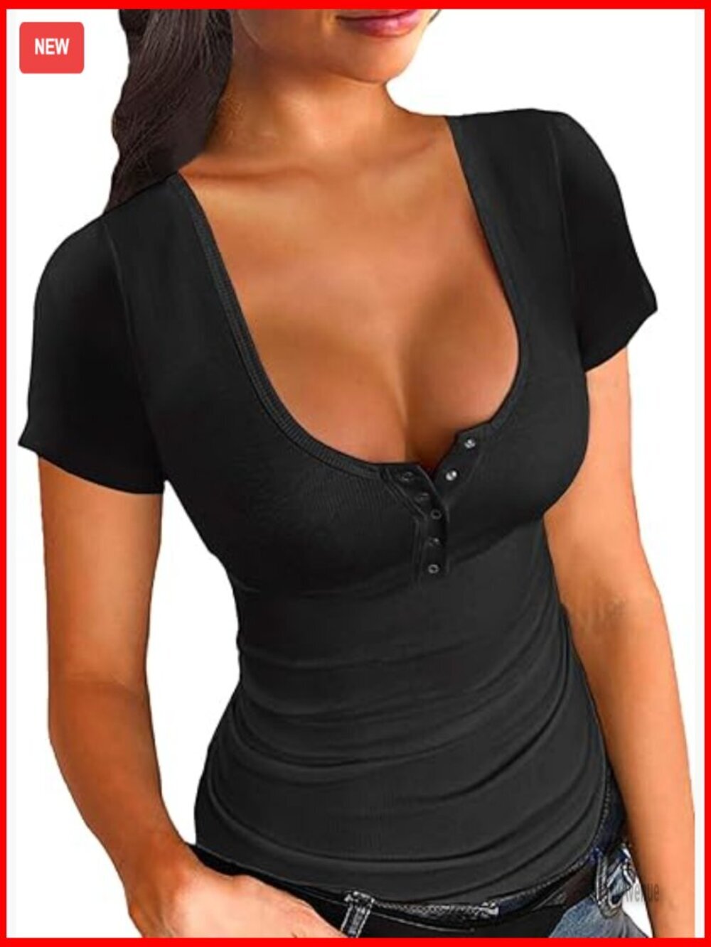 Stretch Ribbed Tank Top - Slim Fit Casual Henley Neck Tee